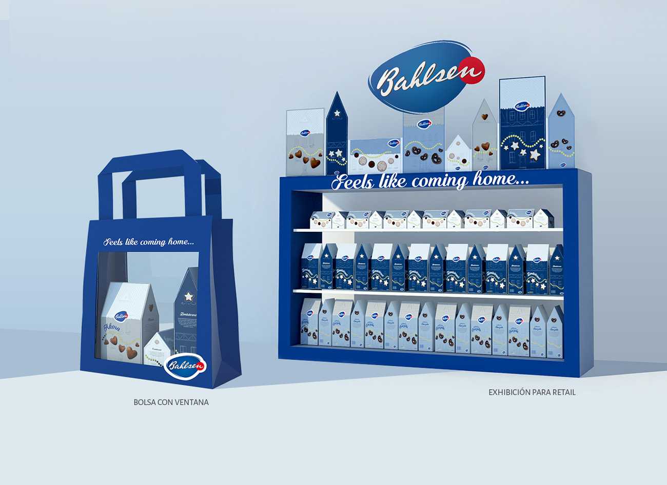 Display y bolsa transparente para empaques de galletas Balhsen, edición navideña