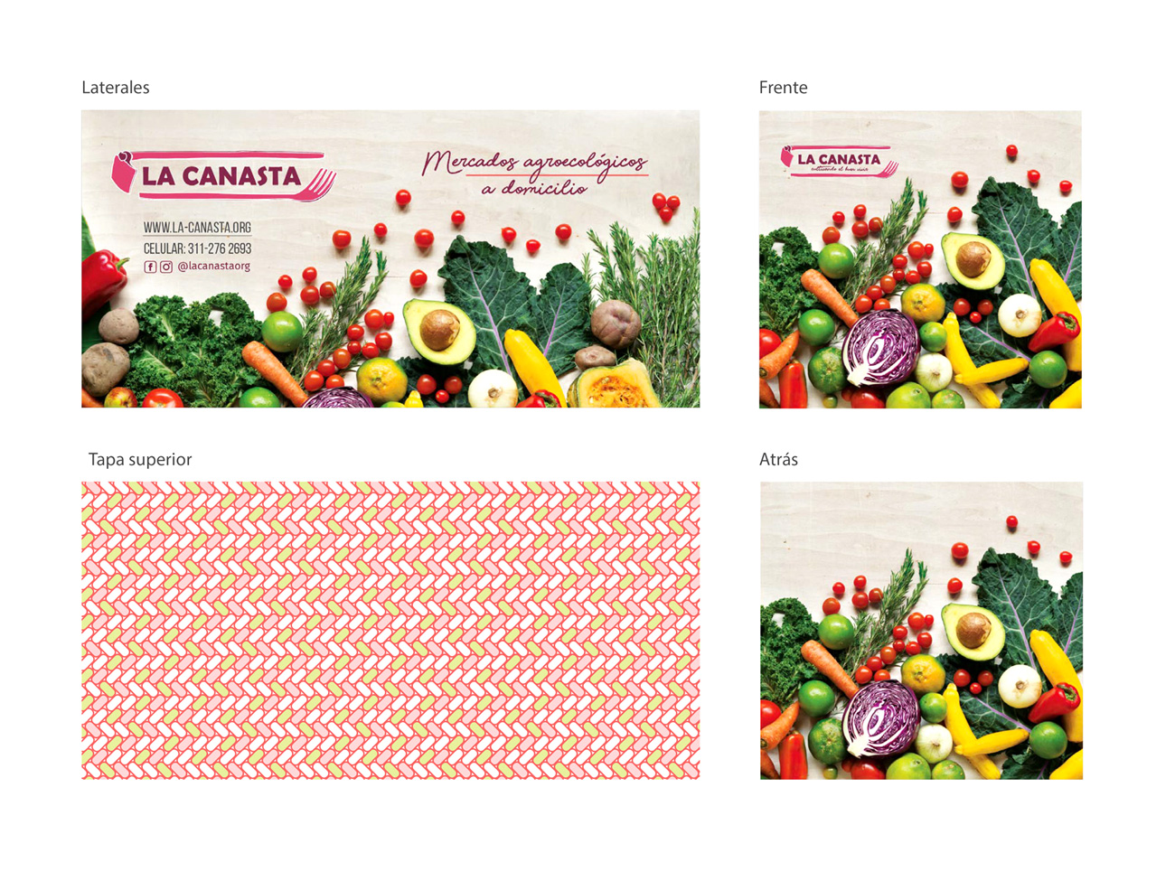 Vistas diseño gráfico cajón bicicleta repartidora - La Canasta