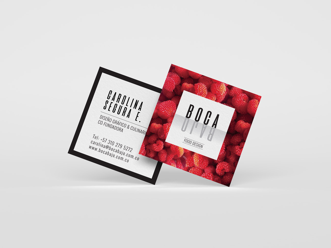 Diseño de tarjetas de presentación para Bocabajo, Food Design Studio