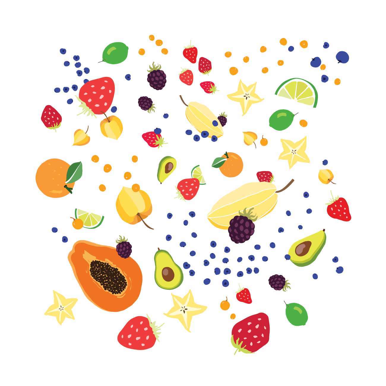 Ilustración de variedad de frutas colombianas