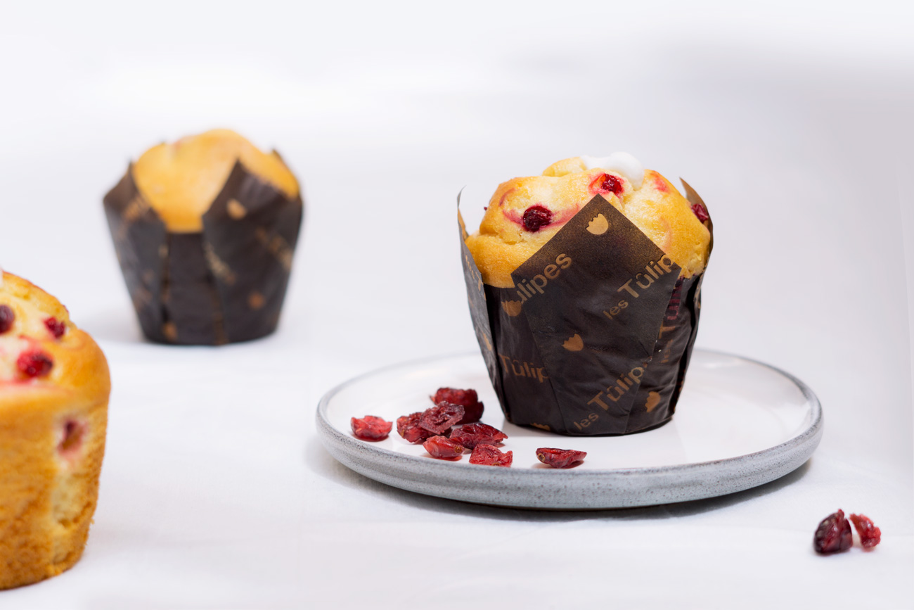 Fotografía de muffin de yogurt y arándanos