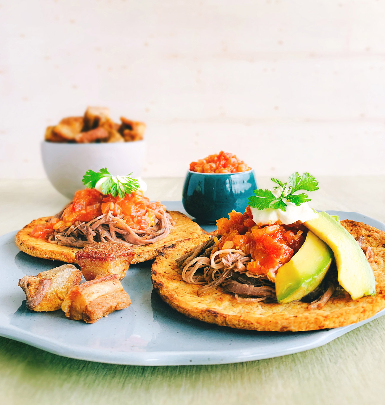 Fotografía de Arepas Santandereanas con carne desmechada