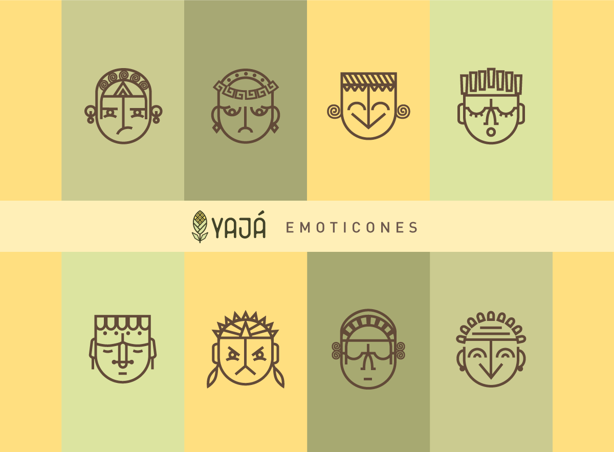 Ilustraciones de emoticones para Yajá - Arepas de Origen