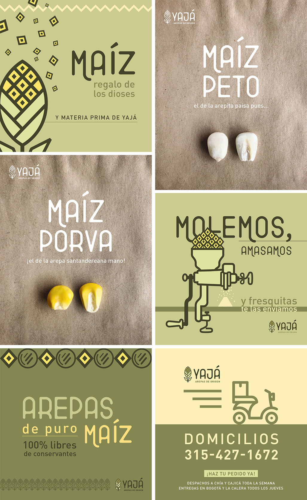 Diseño de posts para redes sociales, Yajá - Arepas de Origen