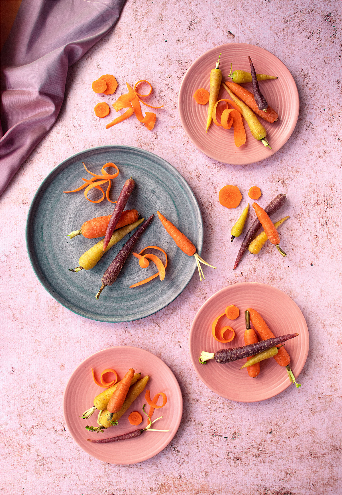 Fotografía de zanahorias multicolor